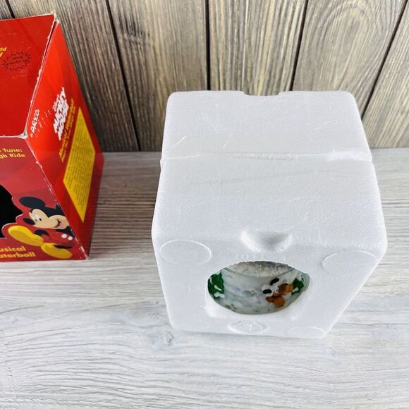 Enesco Disney Snow Globe Musical Mickey & Minnie Pluto Sledding Christmas - Picture 12 of 16